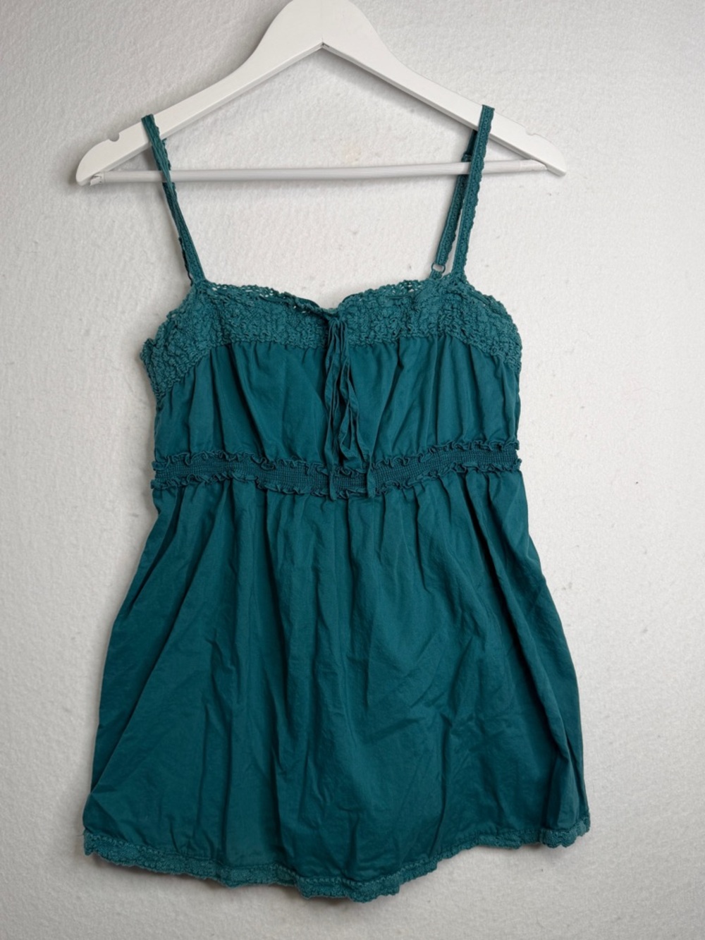 Vintage Y2K Old Navy Lace Teal Babydoll Tank Top